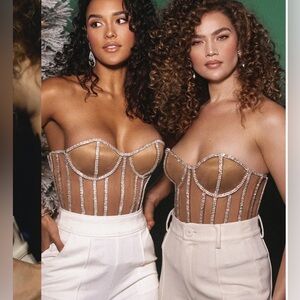 Rhinestone nude corset size, small super cute brand new tie back